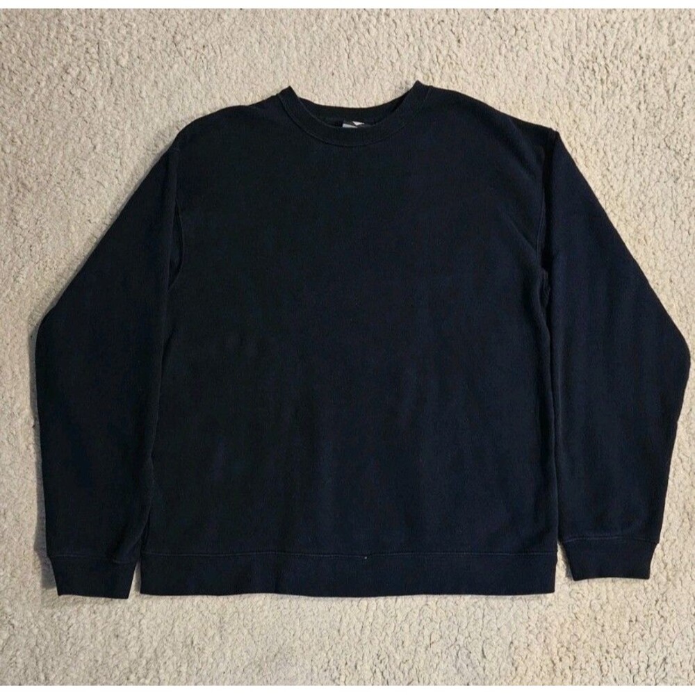 Y2K ​Cheetah Mens M Navy Blue Crewneck Sweatshirt Plain Fleece Pullover Mervyns